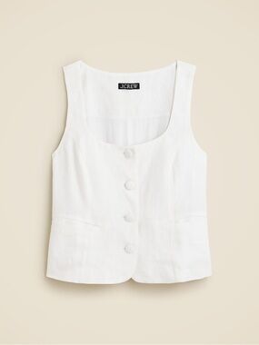 NWT J.Crew Scoopneck Linen-Blend Vest White Size 4 BZ393